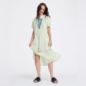 Rag & Bone Libby Short Sleeve Dress in Bright Green S A3